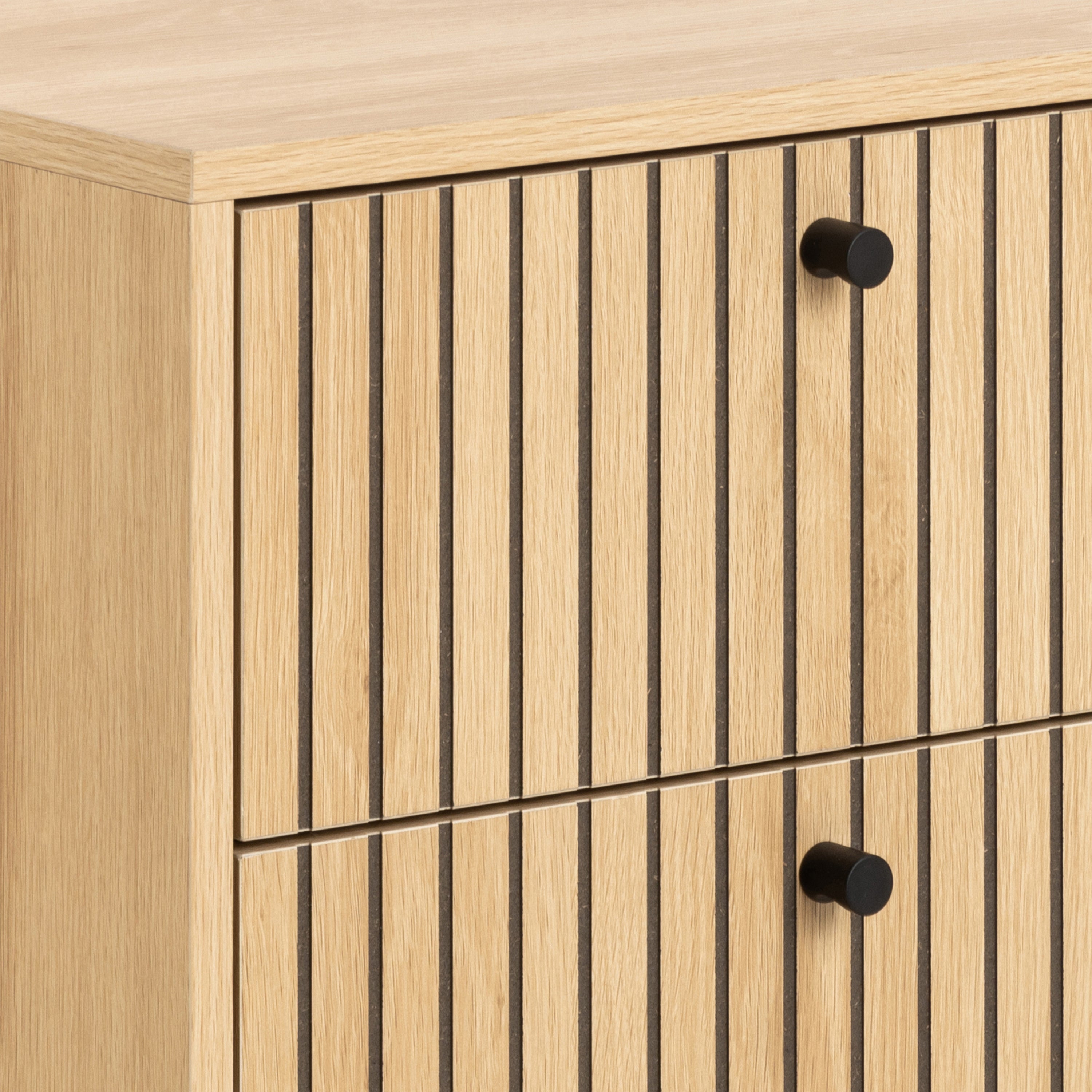 Albany 2 Drawer Bedside Table in Oak/Black Legs – FTG, view 6