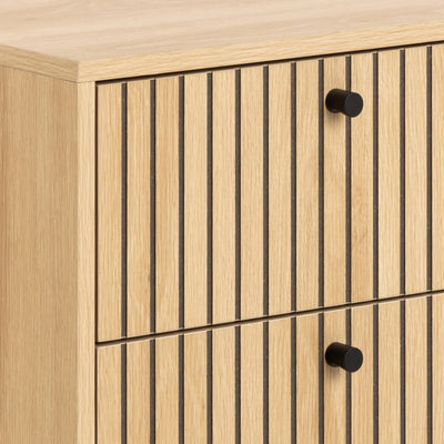 Albany 2 Drawer Bedside Table in Oak/Black Legs – FTG, view 6