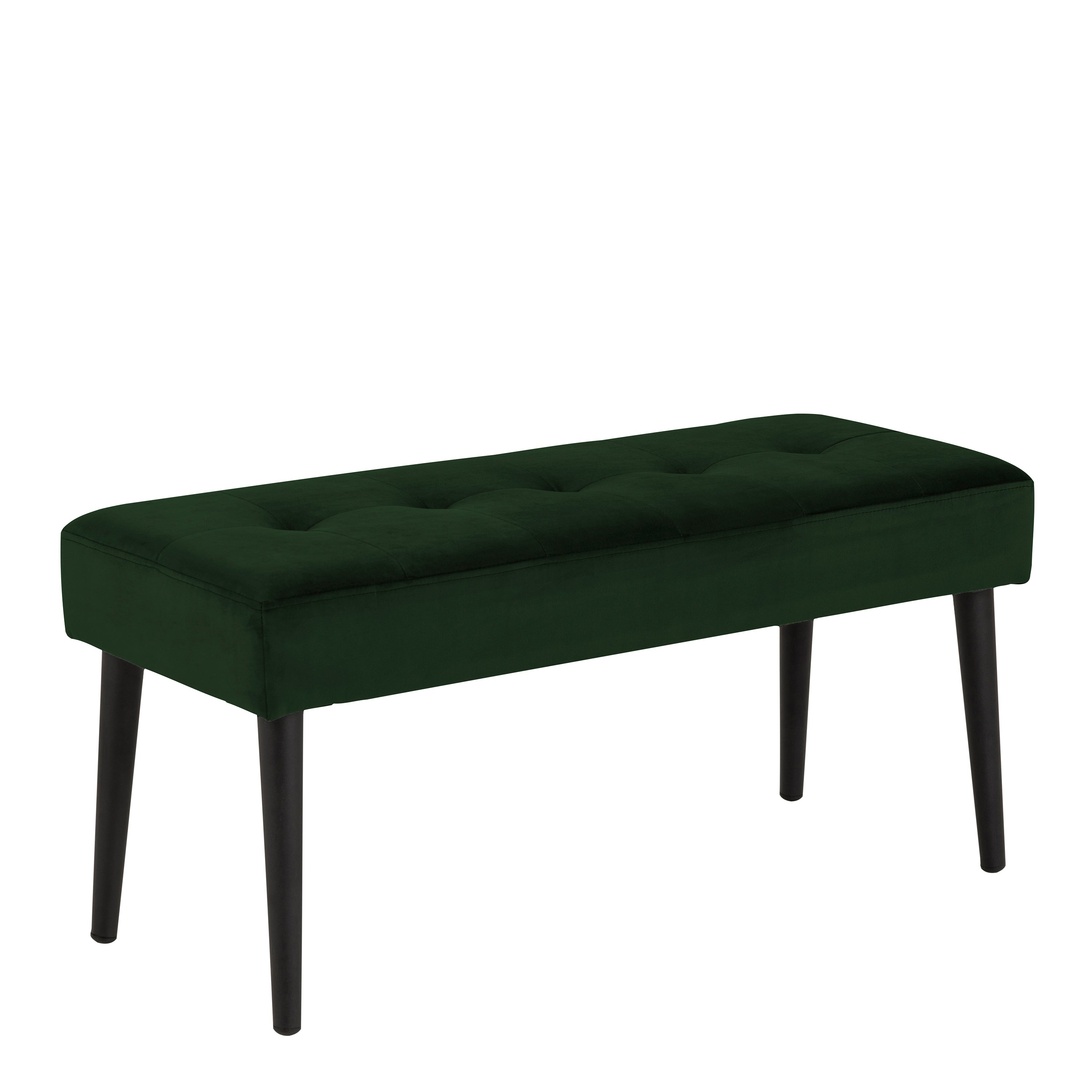 Glory Bench in Forest Green Fabric & Black Metal Base