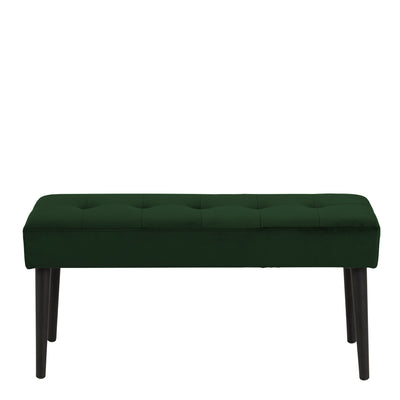 Glory Bench in Forest Green Fabric & Black Metal Base