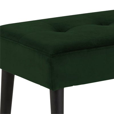 Glory Bench in Forest Green Fabric & Black Metal Base