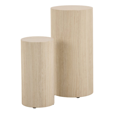 Dice Round Pedestal Set of 2 in Travertine Rough Paper – FTG