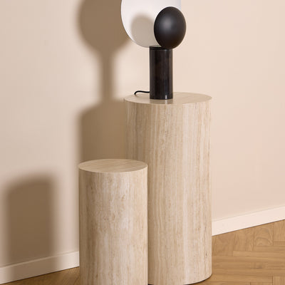 Dice Round Pedestal Set of 2 in Travertine Rough Paper – FTG, view 4