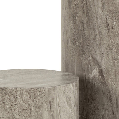 Dice Round Pedestal Set of 2 in Grey Marble and River Rough Paper – FTG, view 6