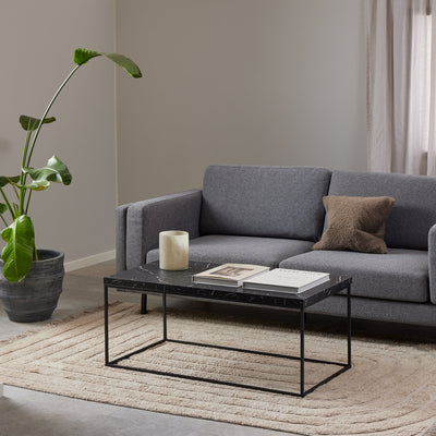 Barossa Coffee Table with Black Marble Marquina Top & Black Steel Base 110x55x45cm – FTG, view 7