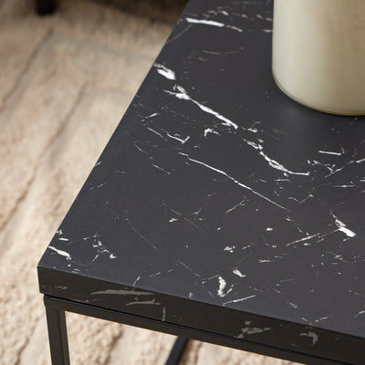 Barossa Coffee Table with Black Marble Marquina Top & Black Steel Base 110x55x45cm – FTG, view 3