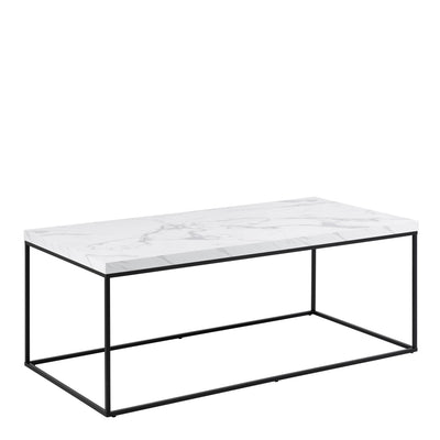 Barossa Coffee Table with White Marble Carrara Top & Black Steel Base 110x55x45cm – FTG