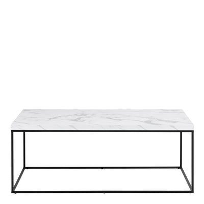 Barossa Coffee Table with White Marble Carrara Top & Black Steel Base 110x55x45cm – FTG, view 2
