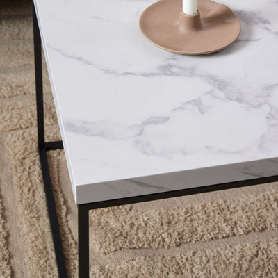 Barossa Coffee Table with White Marble Carrara Top & Black Steel Base 110x55x45cm – FTG, view 4
