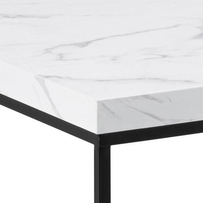 Barossa Coffee Table with White Marble Carrara Top & Black Steel Base 110x55x45cm – FTG, view 5