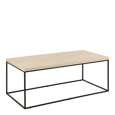 Barossa Coffee Table with Travertine Rough Paper Top & Black Powder Steel Base 110x55x45cm – FTG