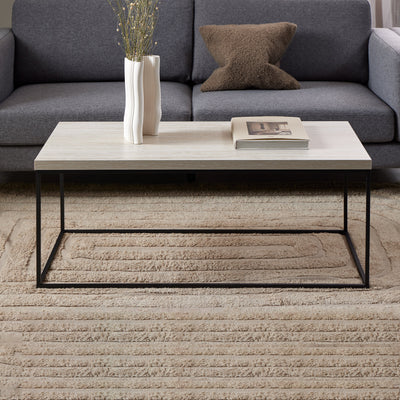 Barossa Coffee Table with Travertine Rough Paper Top & Black Powder Steel Base 110x55x45cm – FTG, view 3