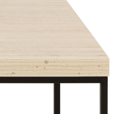 Barossa Coffee Table with Travertine Rough Paper Top & Black Powder Steel Base 110x55x45cm – FTG, view 6