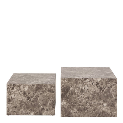 Dice Square Coffee Table Set in Light Brown Emperador Rough Paper – FTG, view 2