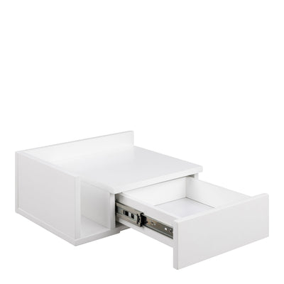 Ashlan 1 Drawer Wall Mounted Square Bedside Table in White – FTG, view 5
