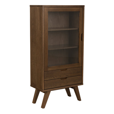 A-Line Display Cabinet with 2 Drawers and 2 Shelves in Smoked Oak – FTG