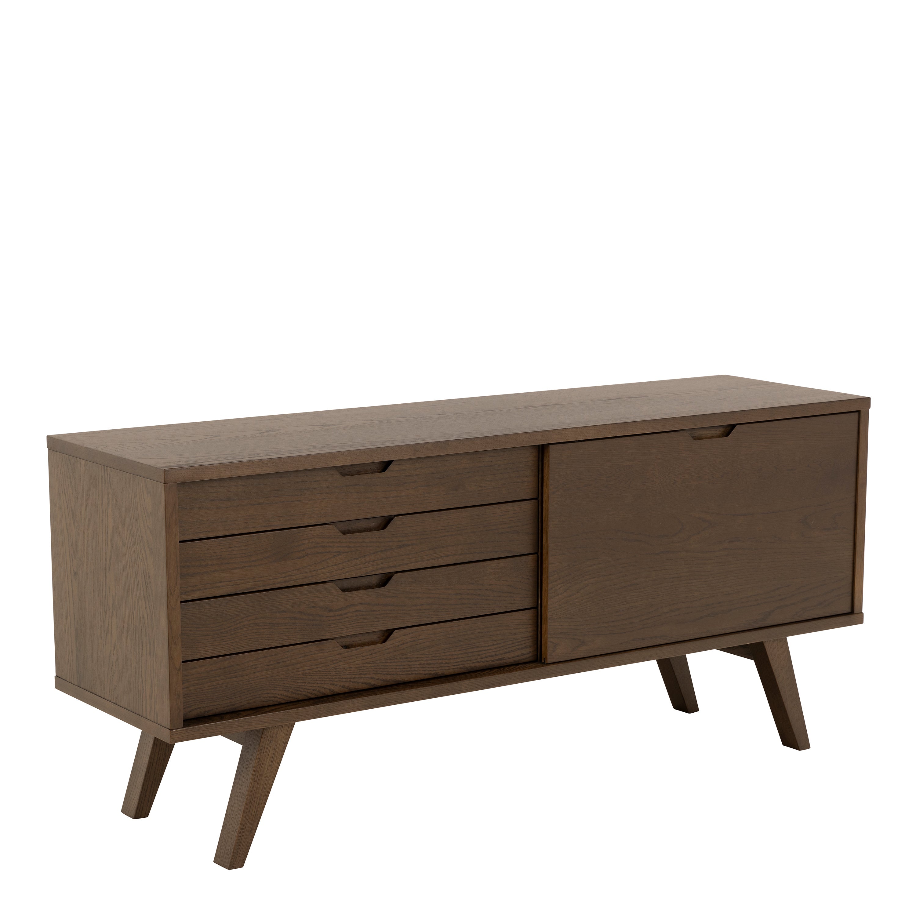 A-Line Sideboard with 4 Drawers and Sliding Door in Smoked Oak – FTG