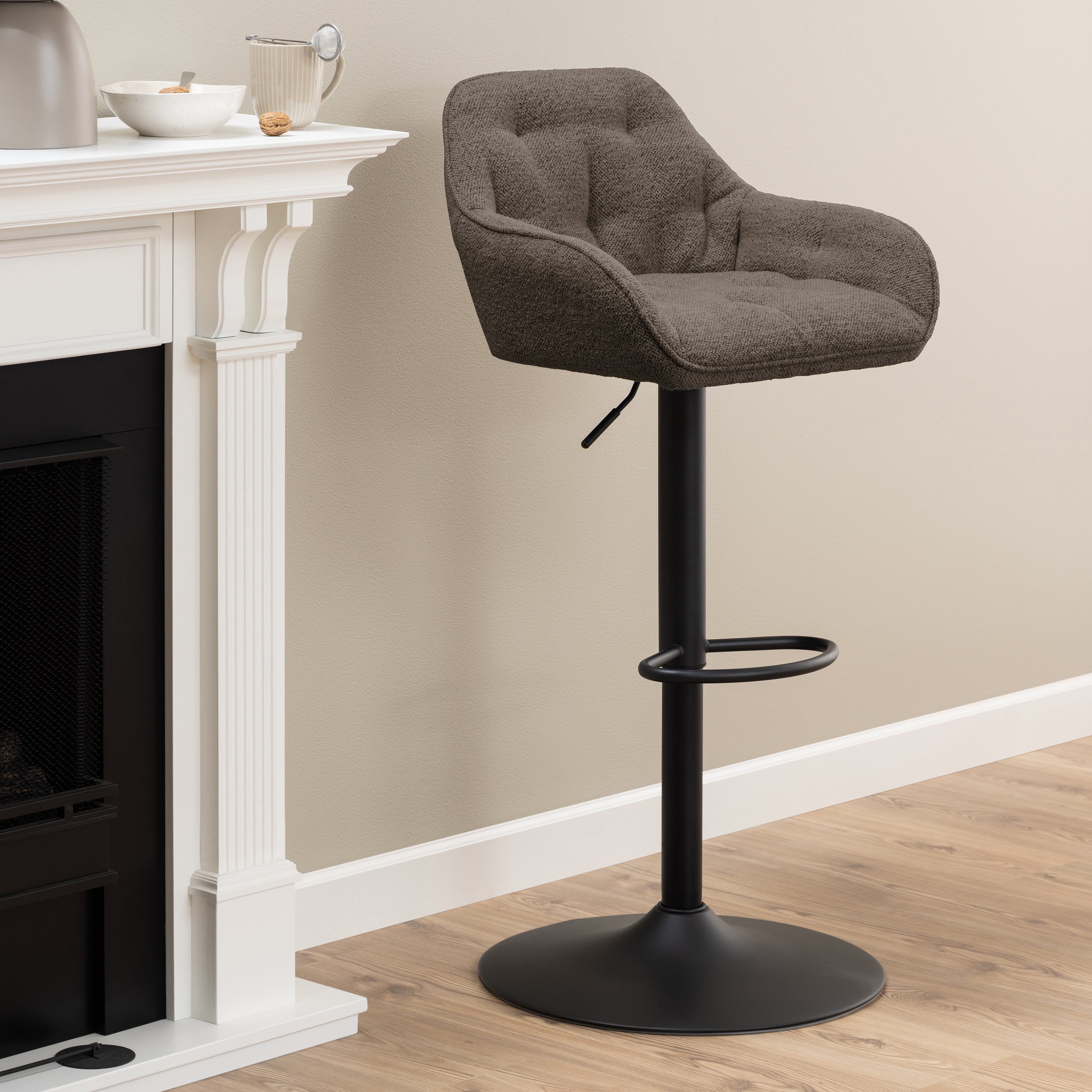 Brooke Swivel Bar Stool with Height Adjustable Function in Taupe Set of 2 – FTG, view 4