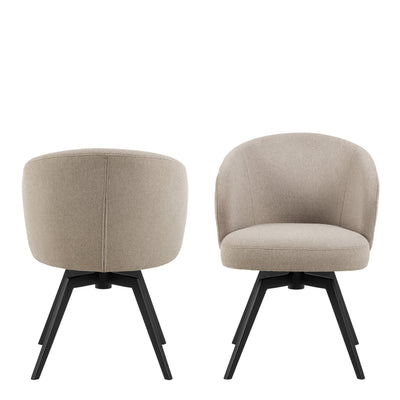 Darlene Dining Chair with Armrest and Swivel Function in Beige – FTG, view 2