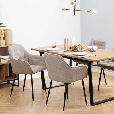 Brooke Dining Chair with Armrest in Monza Beige Set of 2 – FTG, view 4