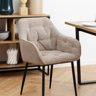 Brooke Dining Chair with Armrest in Monza Beige Set of 2 – FTG, view 5