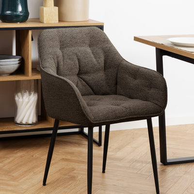 Brooke Dining Chair with Armrest in Taupe Set of 2 – FTG, view 5