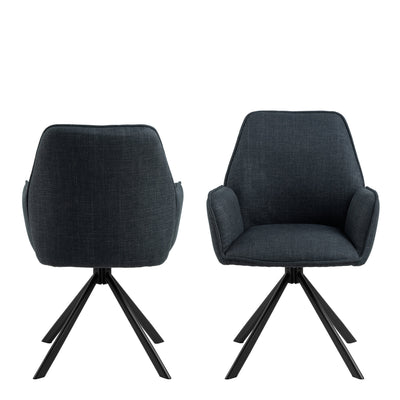 Glenda Dining Chair with Armrest and Swivel Function in Grey – FTG, view 2