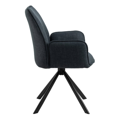 Glenda Dining Chair with Armrest and Swivel Function in Grey – FTG, view 3