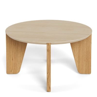 Dockland Round Coffee Table in Travertine & Wild Oak