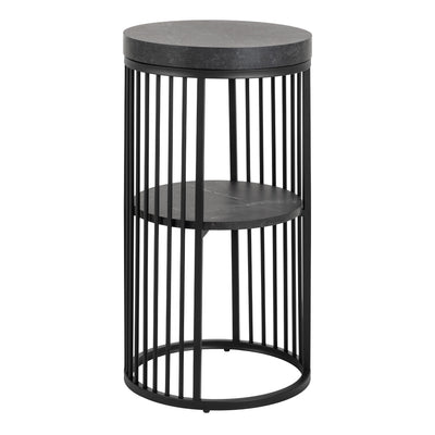 Strington Round Bedside Table 1 Shelf in Matt Black – FTG