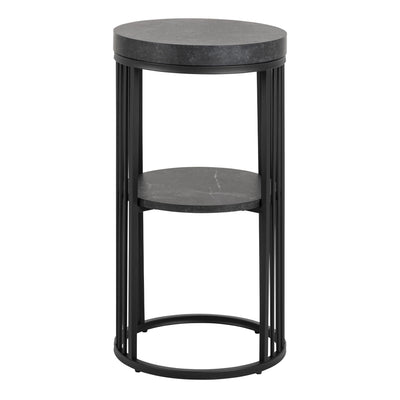 Strington Round Bedside Table 1 Shelf in Matt Black – FTG, view 2