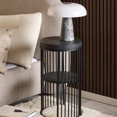 Strington Round Bedside Table 1 Shelf in Matt Black – FTG, view 3