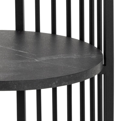 Strington Round Bedside Table 1 Shelf in Matt Black – FTG, view 7
