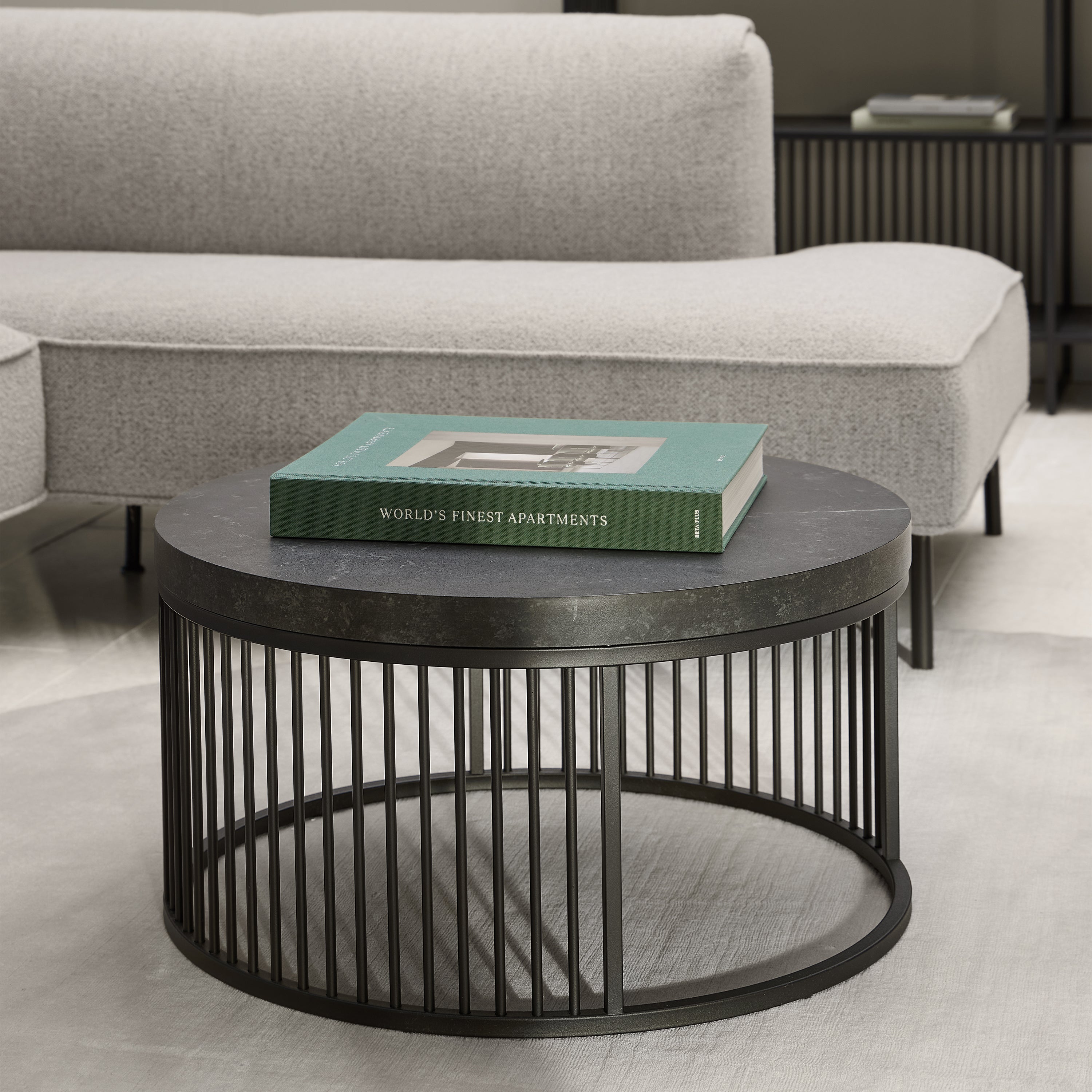 Strington Round Coffee Table in Matt Black – FTG, view 3