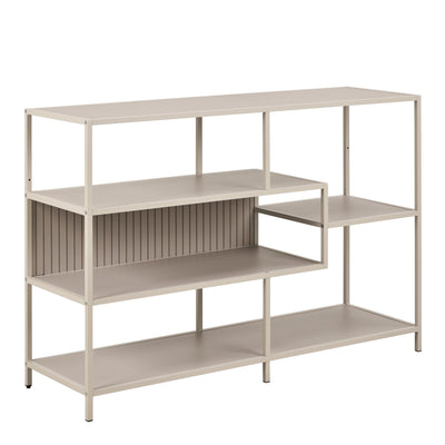 Seaford Wide Grey Steel Bookcase With 4 Grey Melamine Shelves – FTG