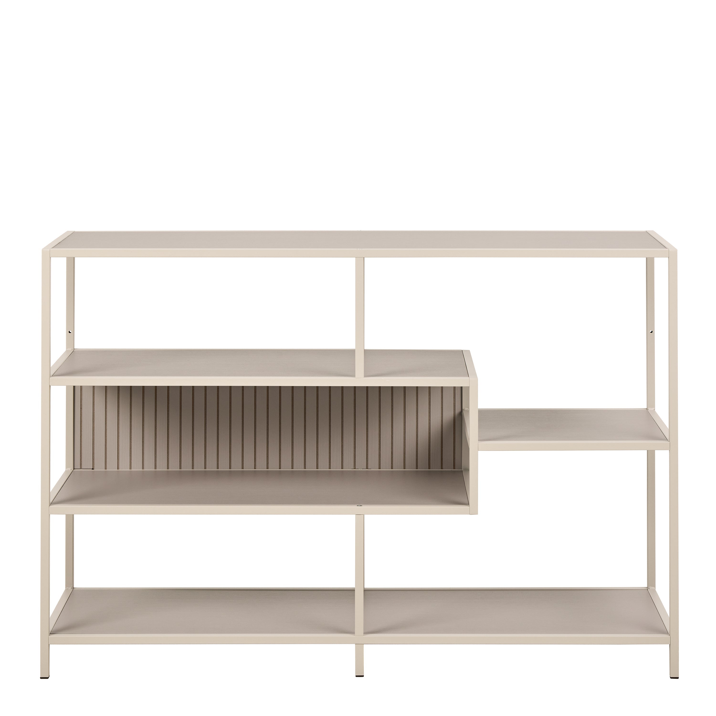 Seaford Wide Grey Steel Bookcase With 4 Grey Melamine Shelves – FTG, view 2