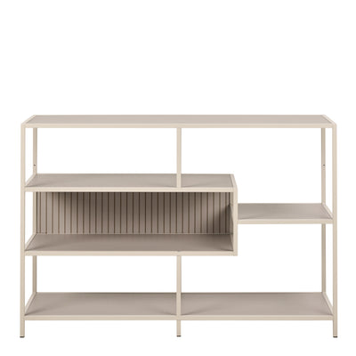 Seaford Wide Grey Steel Bookcase With 4 Grey Melamine Shelves – FTG, view 2