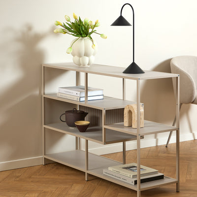 Seaford Wide Grey Steel Bookcase With 4 Grey Melamine Shelves – FTG, view 5