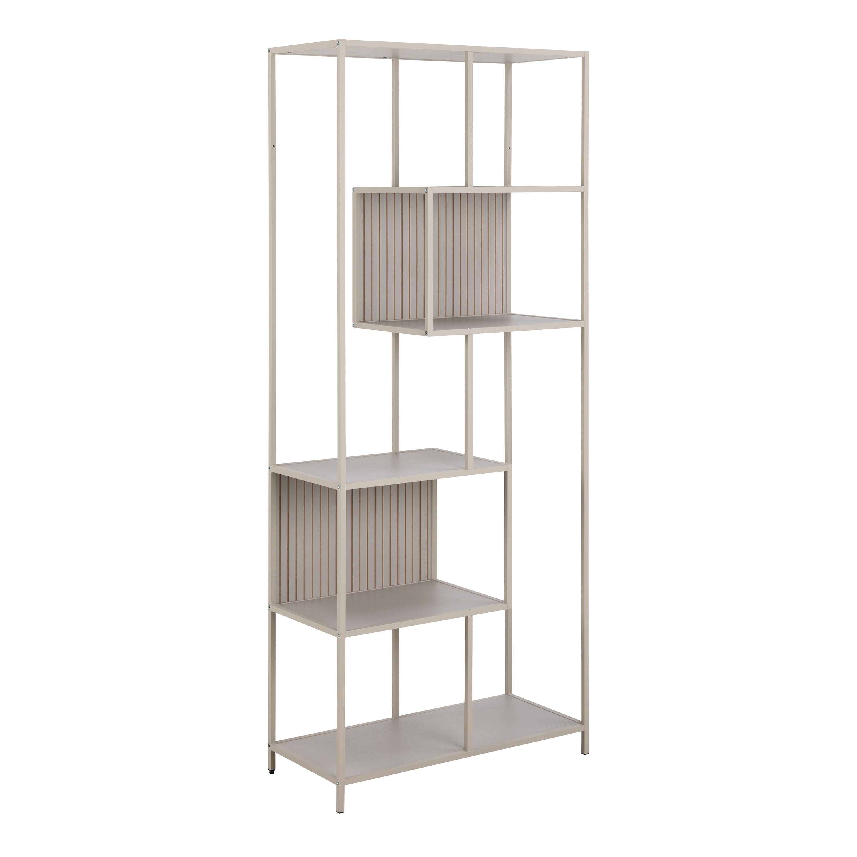 Seaford Tall Grey Metal Bookcase with 5 Shelves – FTG