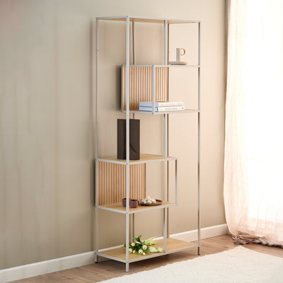 Seaford Bookcase With 5 Shelves in Oak & Grey