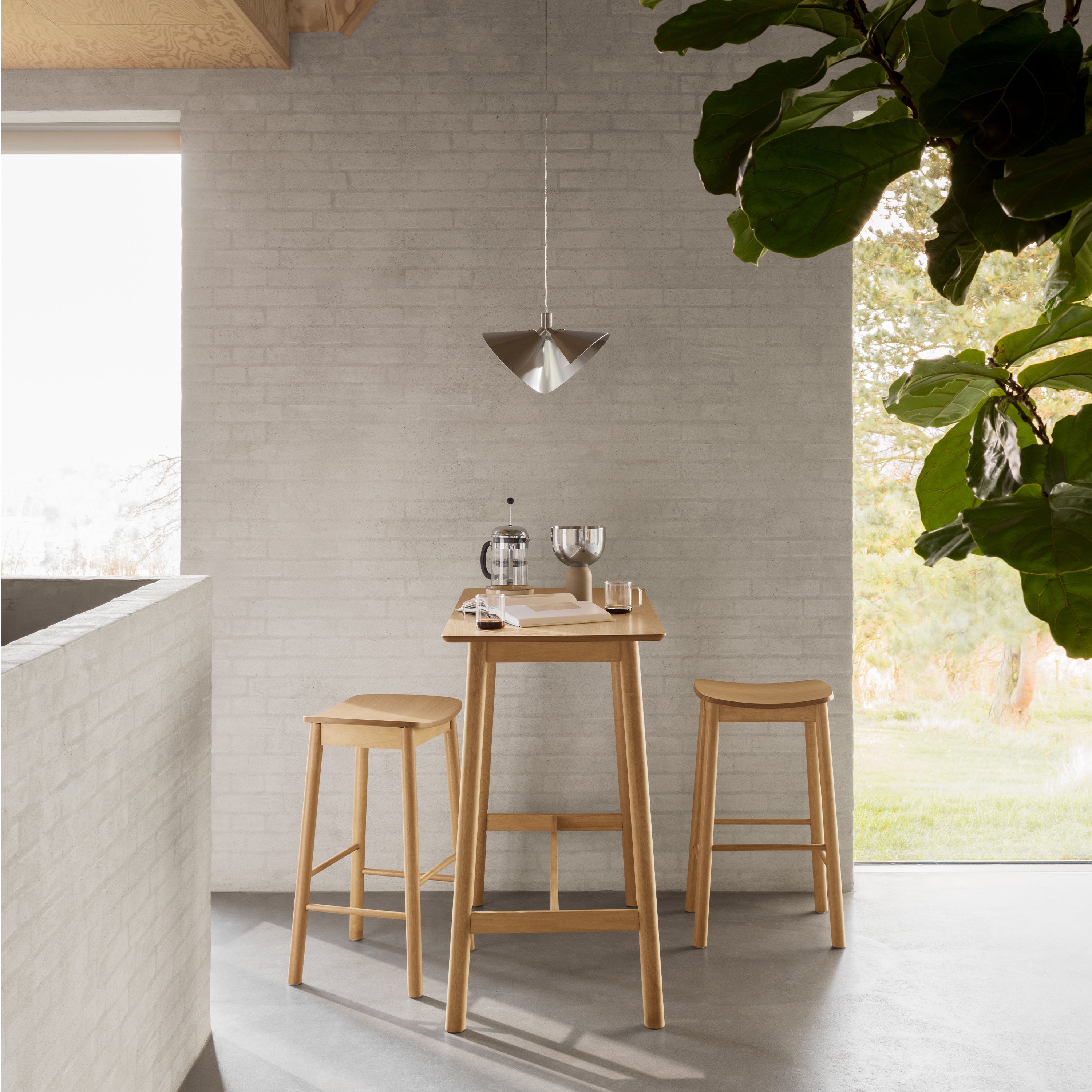 Barlow Bar Stool Without Back in Matt Oak Set of 2 – FTG, view 4