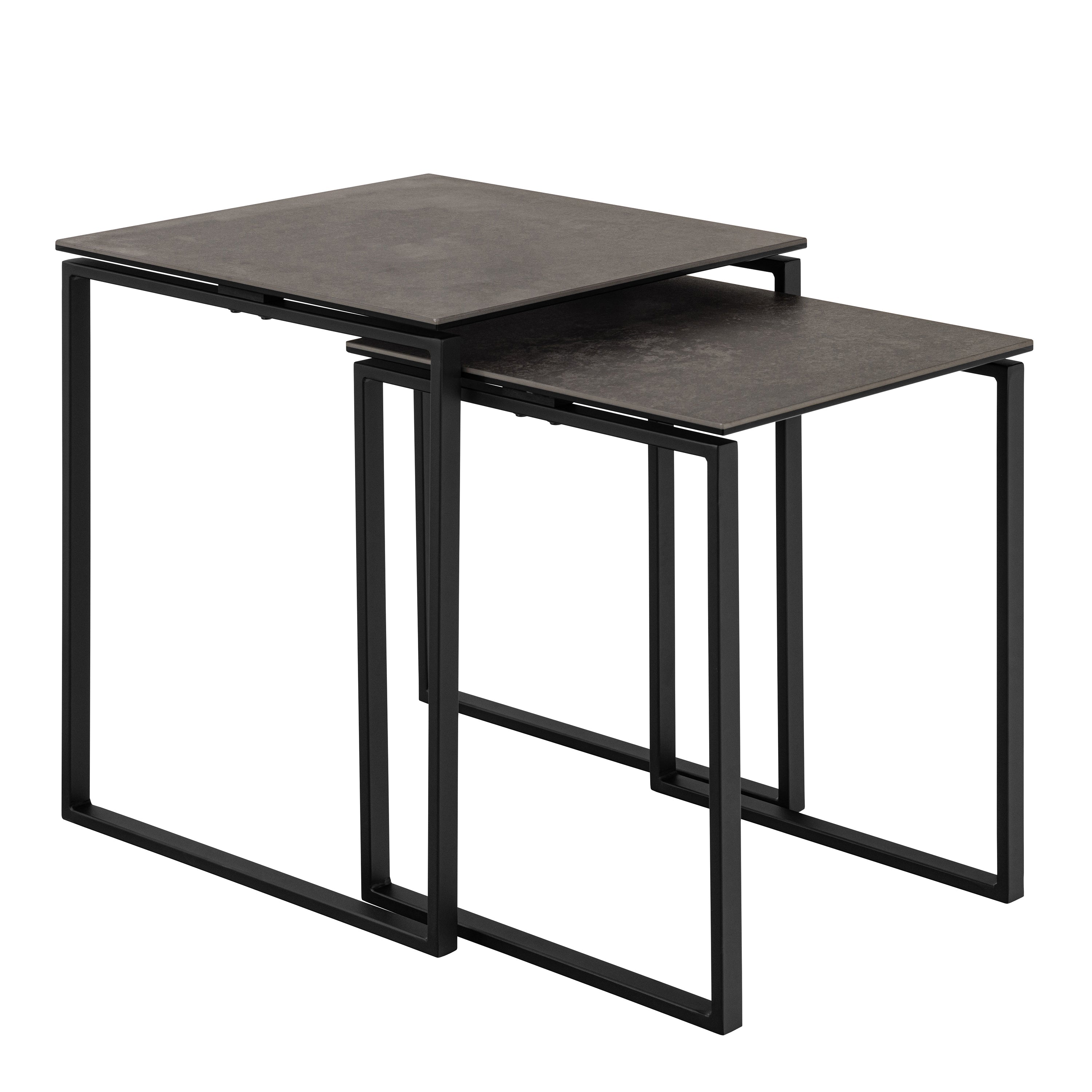 Katrine Square Coffee Table Set in Ceramic Black – FTG