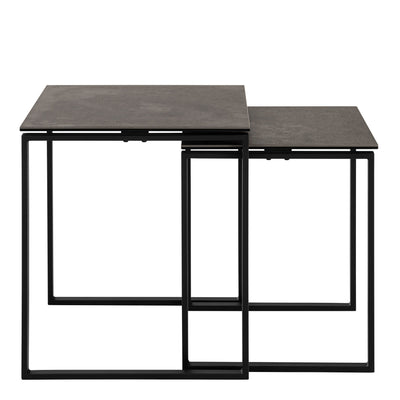 Katrine Square Coffee Table Set in Ceramic Black – FTG, view 2