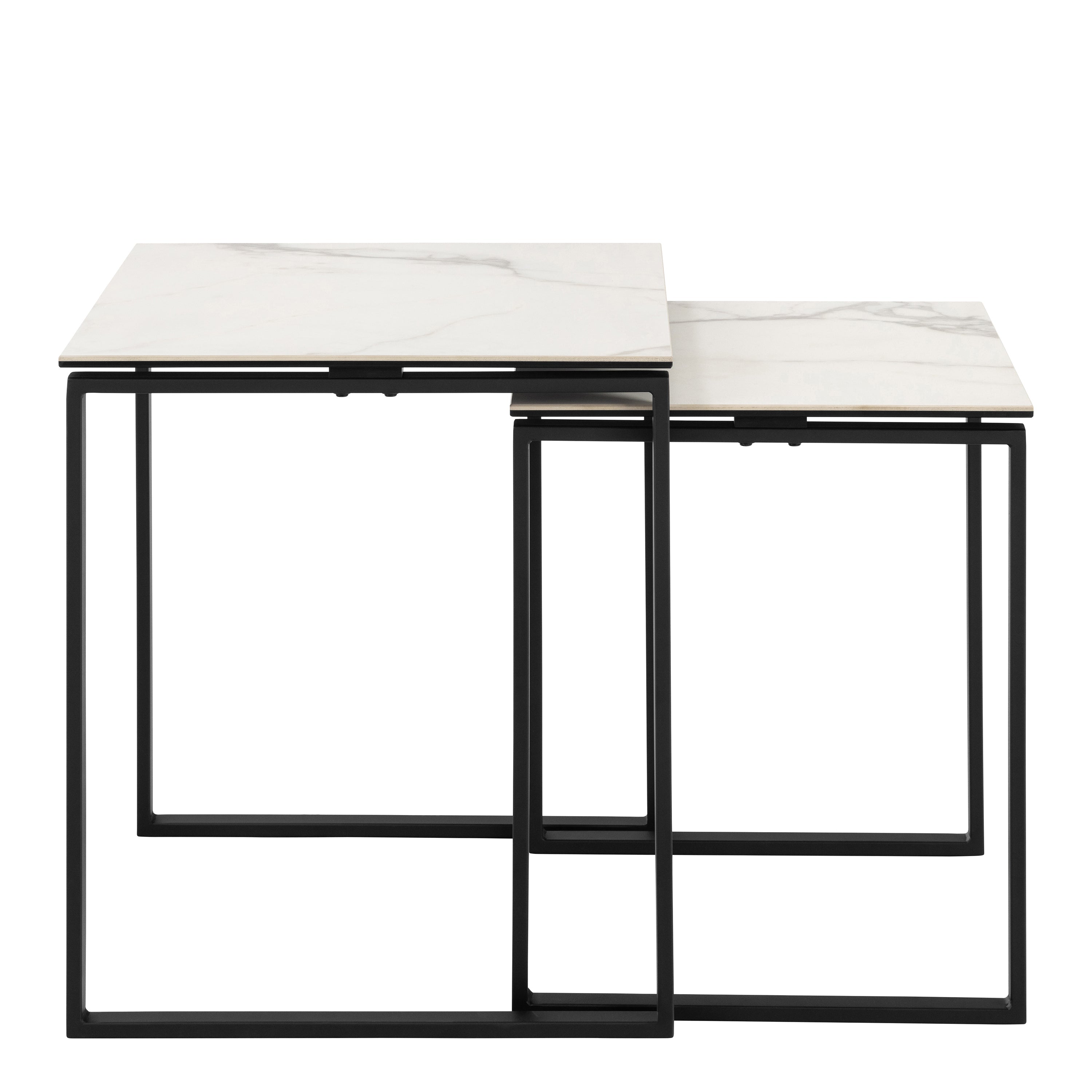 Katrine Square Coffee Table Set in Ceramic White – FTG, view 2