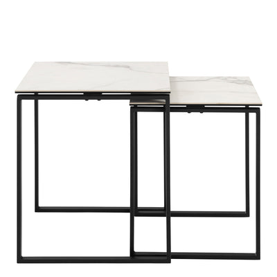 Katrine Square Coffee Table Set in Ceramic White – FTG, view 2
