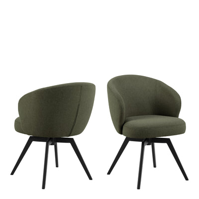 Darlene Dining Chair with Armrest and Swivel Function in Green – FTG