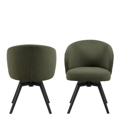 Darlene Dining Chair with Armrest and Swivel Function in Green – FTG, view 2