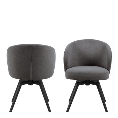 Darlene Dining Chair with Armrest and Swivel Function in Grey – FTG, view 2