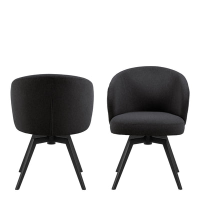 Darlene Dining Chair with Armrest and Swivel Function in Black – FTG, view 2