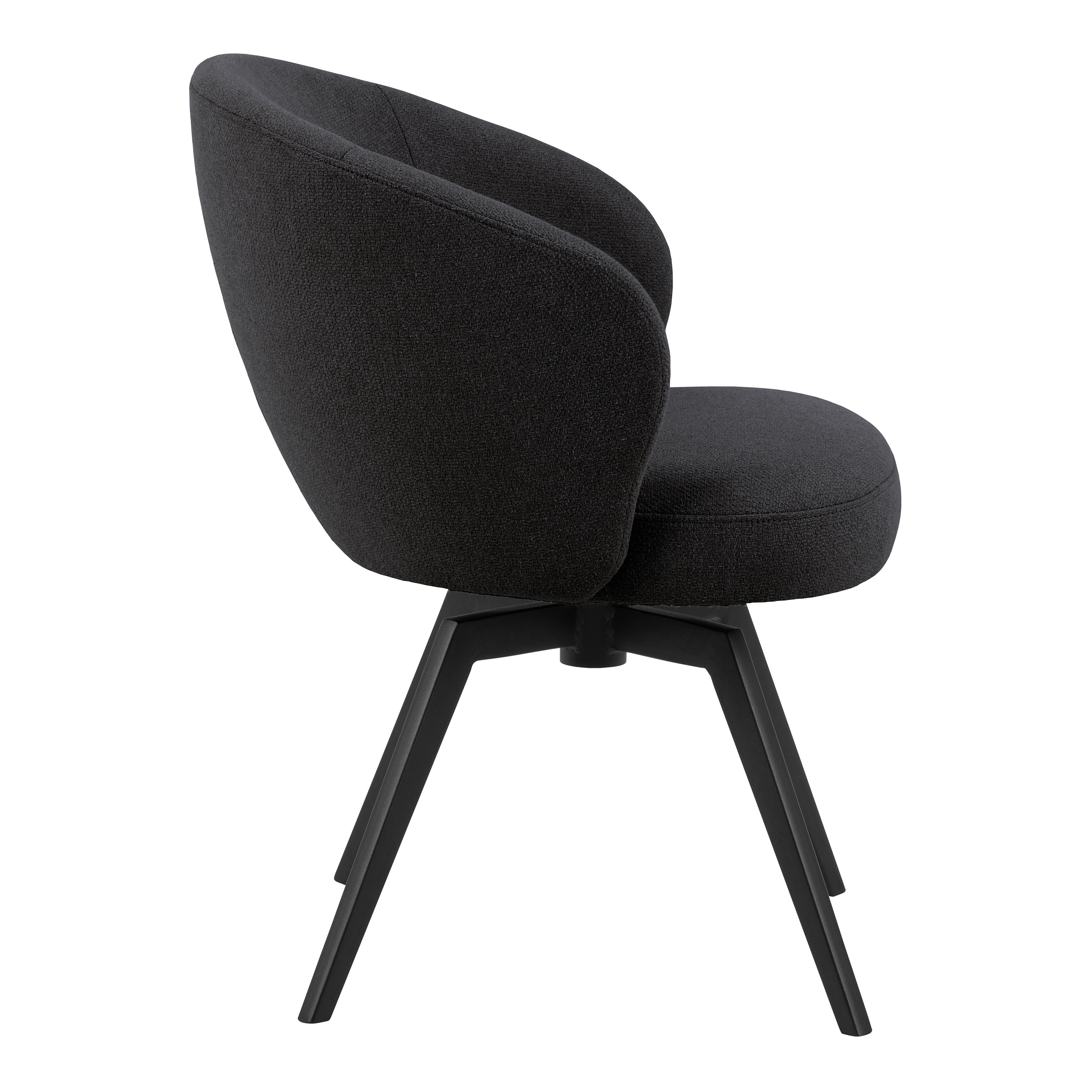 Darlene Dining Chair with Armrest and Swivel Function in Black – FTG, view 3